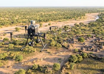 A drone flying over the Sahel